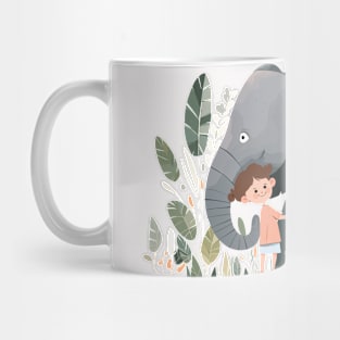 Cute Elephant Animal Loving Cuddle Embrace Children Kid Tenderness Mug